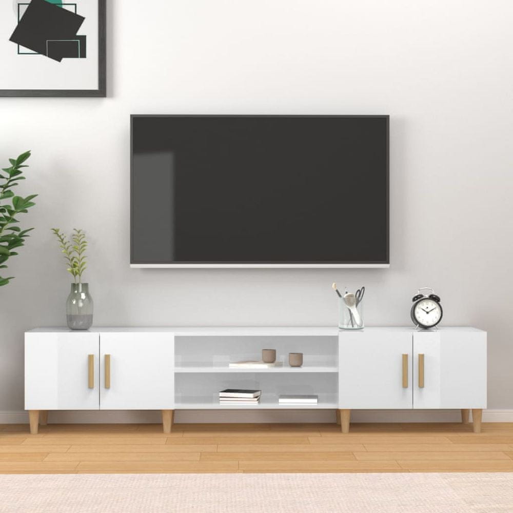 Vidaxl TV skrinka lesklá biela 180x31,5x40 cm kompozitné drevo